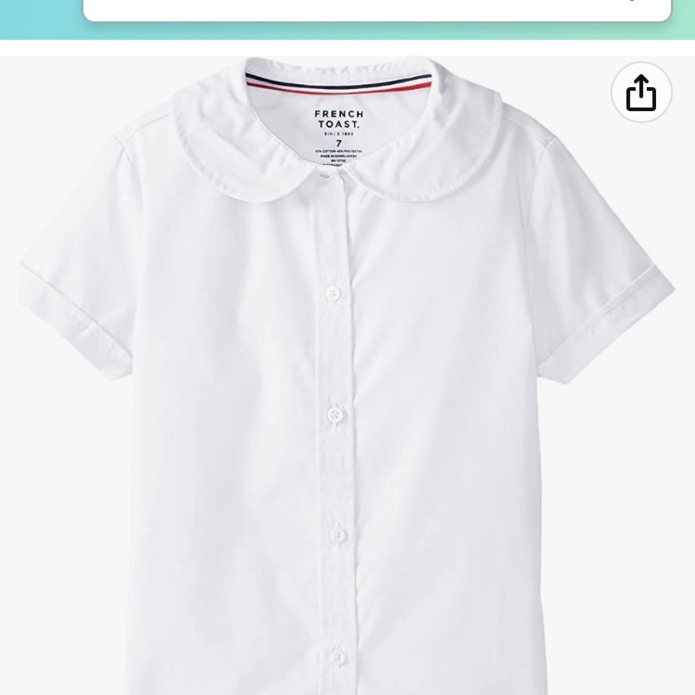 French Toast Girls' Short Sleeve Peter Pan Collar blouse